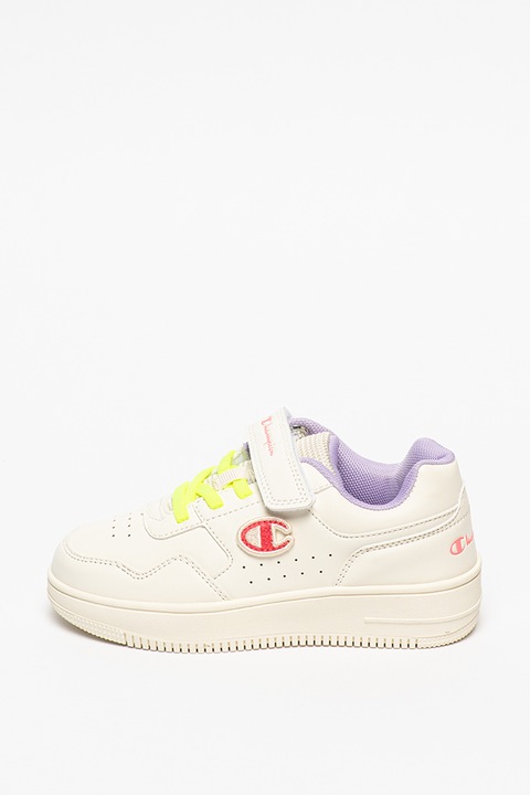Champion, Pantofi sport de piele ecologica cu velcro Beck PS, Alb prafuit, 32 EU