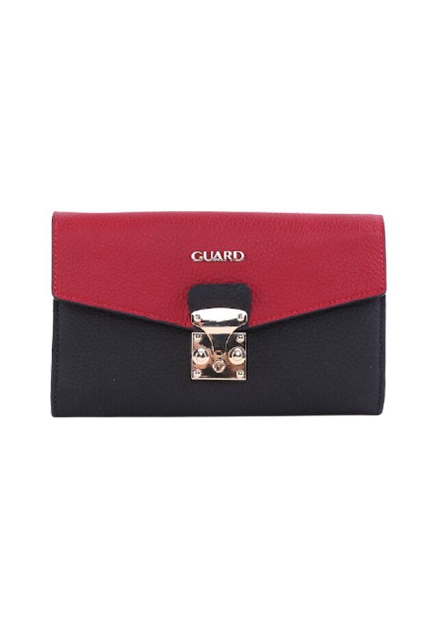 Geanta dama Guard 2258, piele naturala, rosu/negru