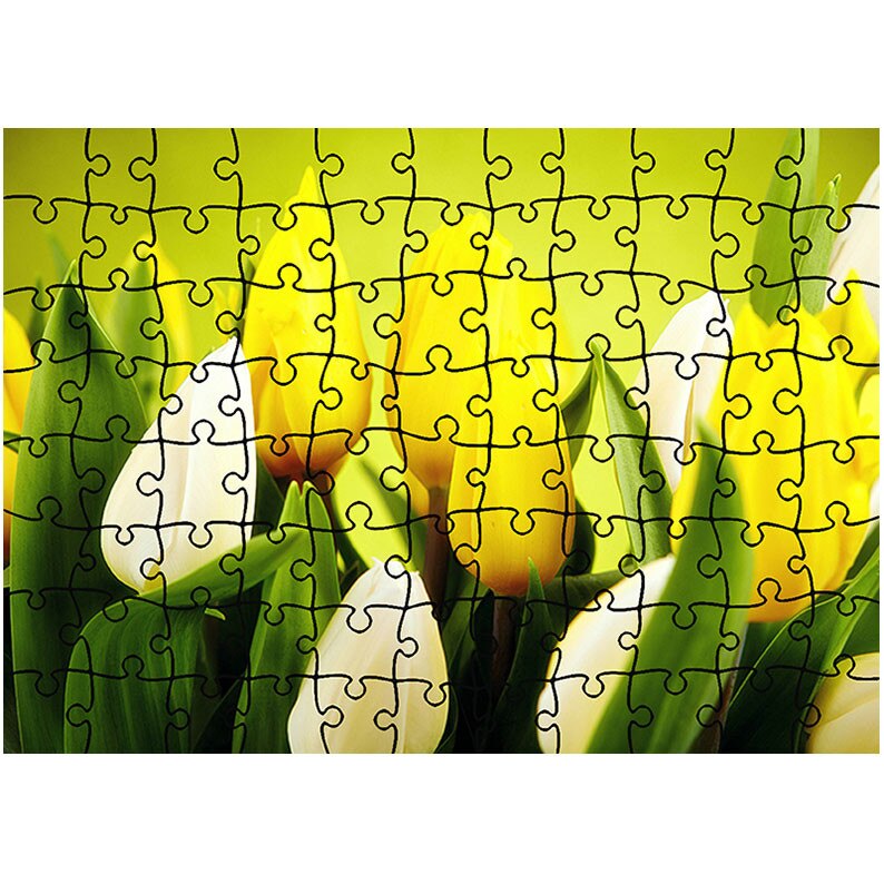 Puzzle Heartwork 96 piese, Lalele albe si galbene, Latime 40,5 cm x Inaltime 28,7 cm