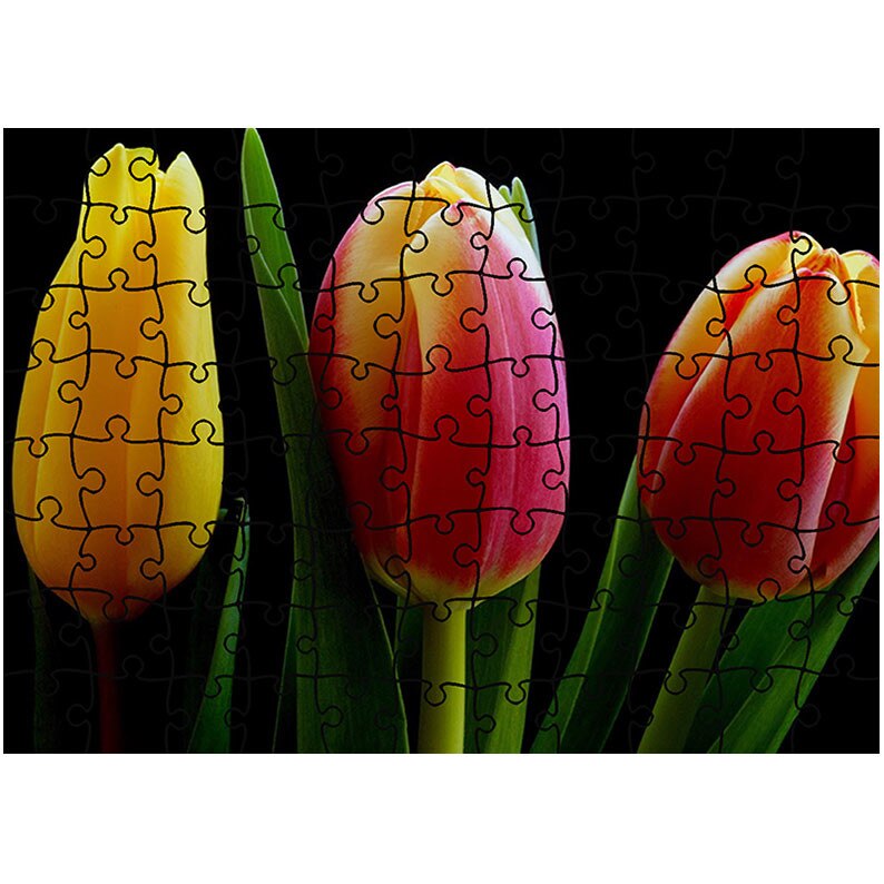 Puzzle Heartwork 96 piese, Trei lalele, Latime 40,5 cm x Inaltime 28,7 cm