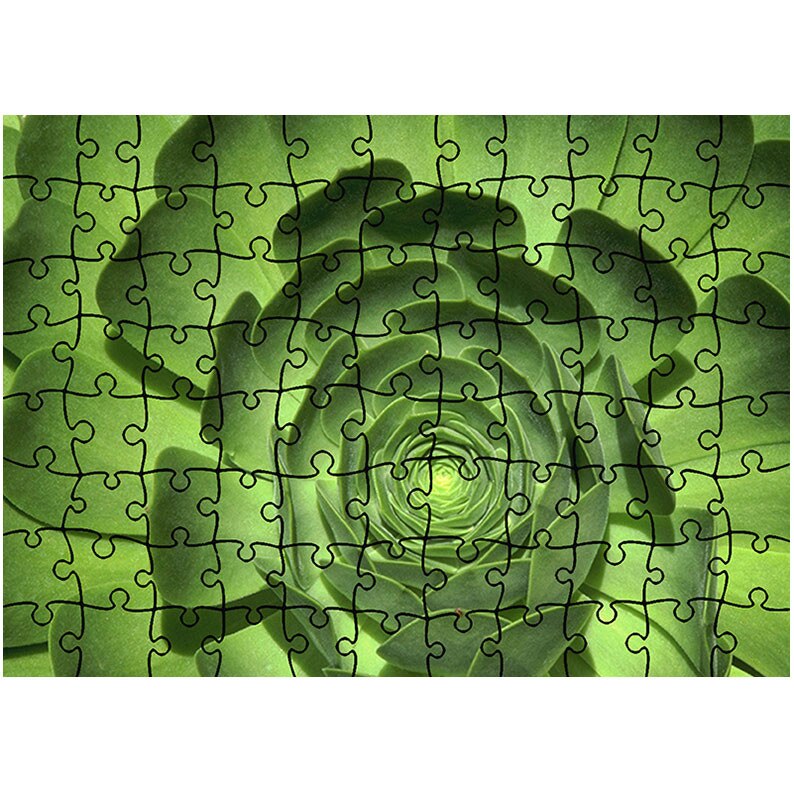 Puzzle Heartwork 96 piese, Floare cu petale verzi, Latime 40,5 cm x Inaltime 28,7 cm
