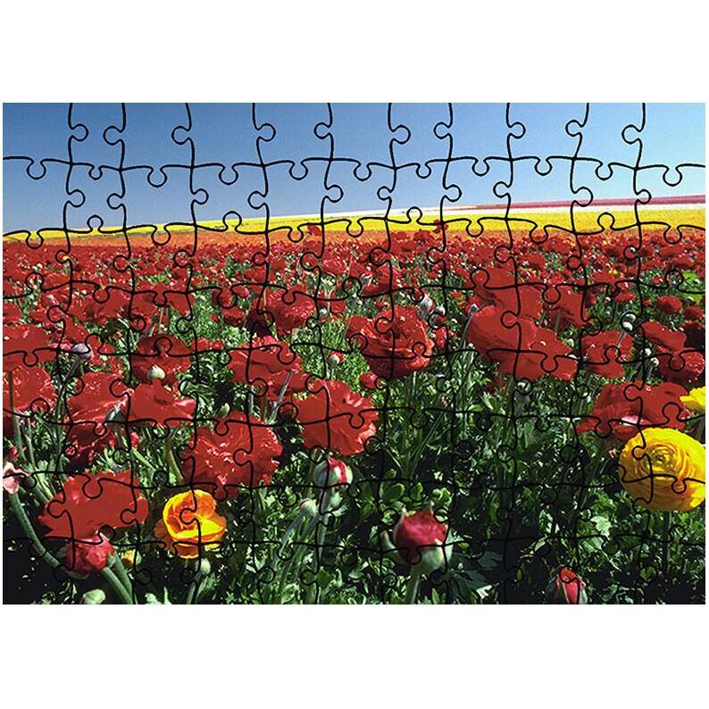 Puzzle Heartwork 96 piese, Camp colorat cu flori de vara, Latime 40,5 cm x Inaltime 28,7 cm
