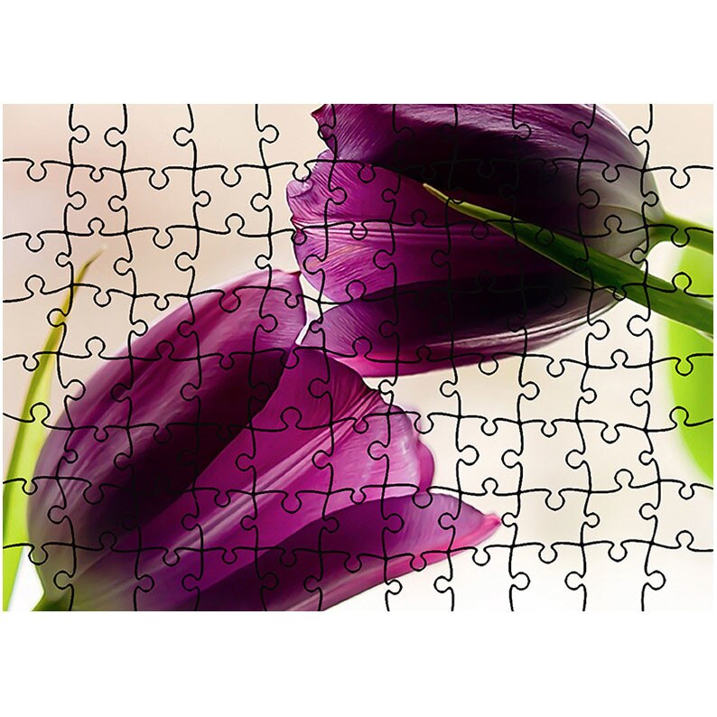 Puzzle Heartwork 96 piese, Doua lalele violet, Latime 40,5 cm x Inaltime 28,7 cm
