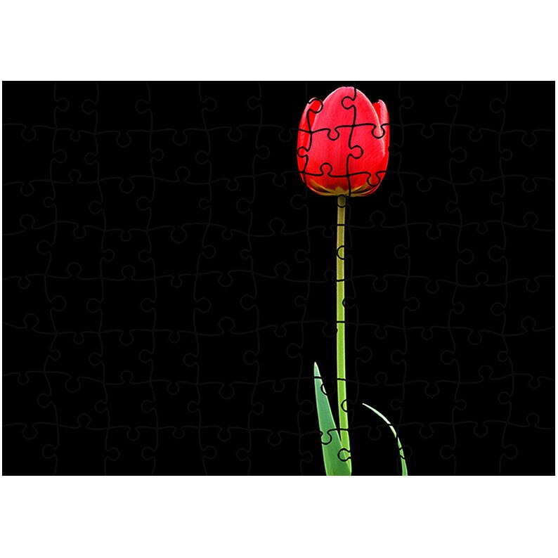 Puzzle Heartwork 96 piese, Fir de lalea rosie, Latime 40,5 cm x Inaltime 28,7 cm