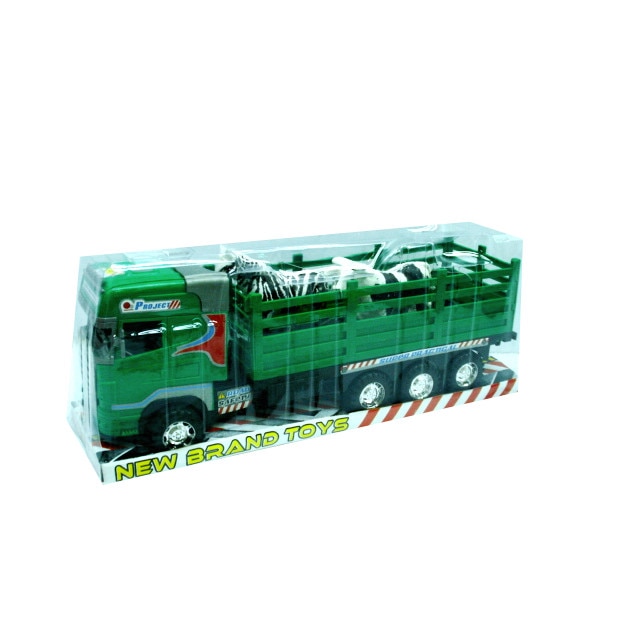 Camion cu animale domestice, verde, 30 cm