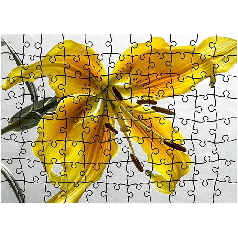 Puzzle Heartwork 96 piese, Liliac galbui, Latime 40,5 cm x Inaltime 28,7 cm