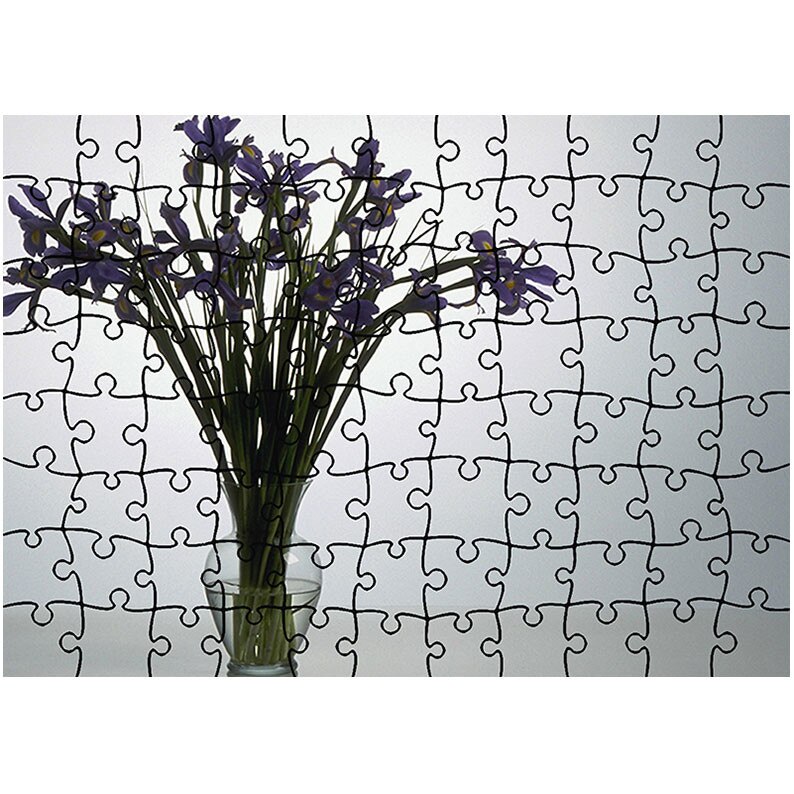 Puzzle Heartwork 96 piese, Flori violet in vaza, Latime 40,5 cm x Inaltime 28,7 cm