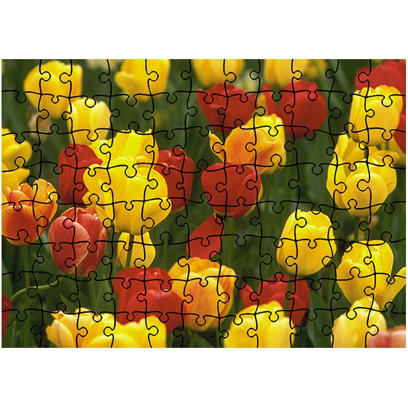 Puzzle Heartwork 96 piese, Lalele Galbene si Rosii, Latime 40,5 cm x Inaltime 28,7 cm