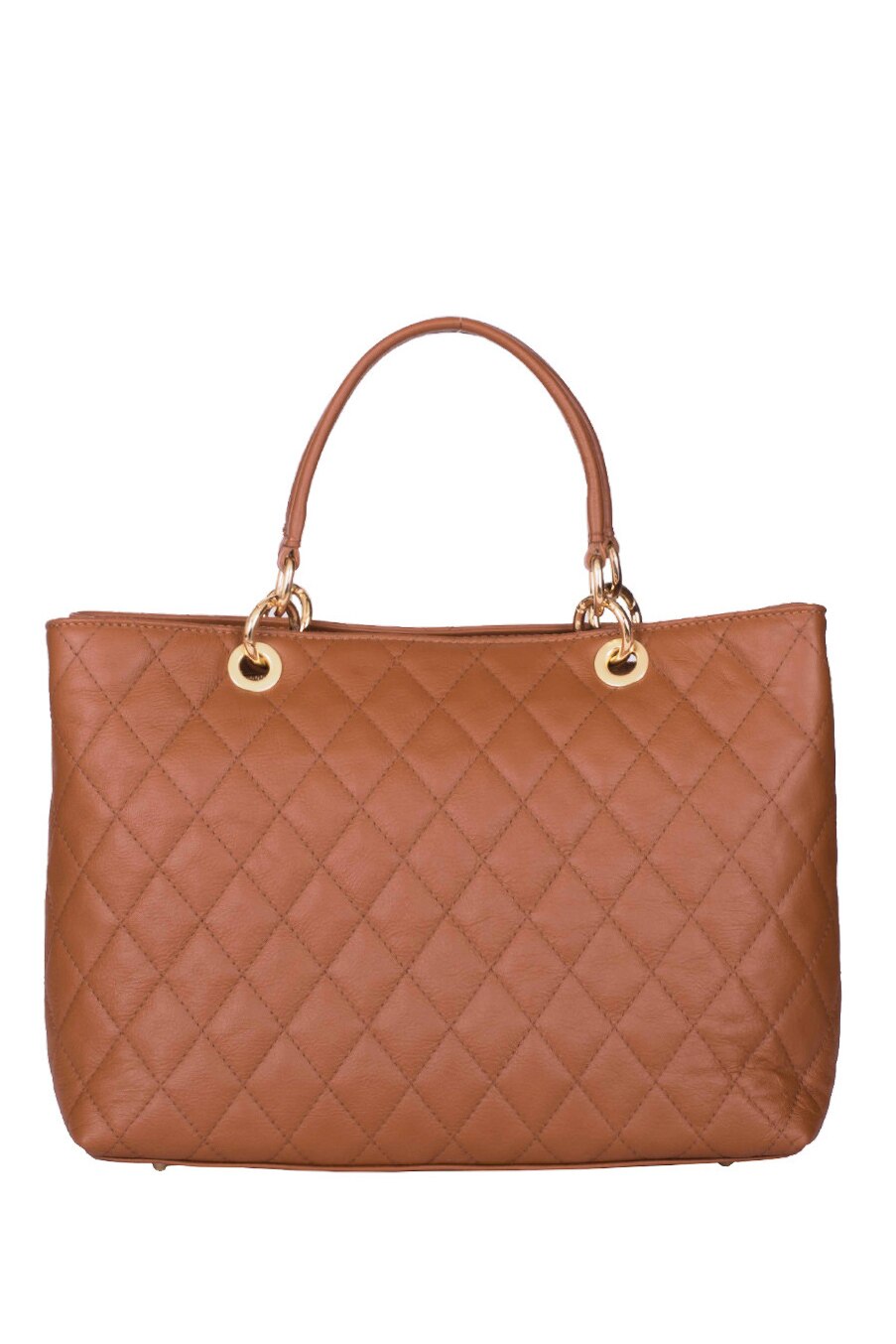 Geanta din piele matlasata 0953 Cognac