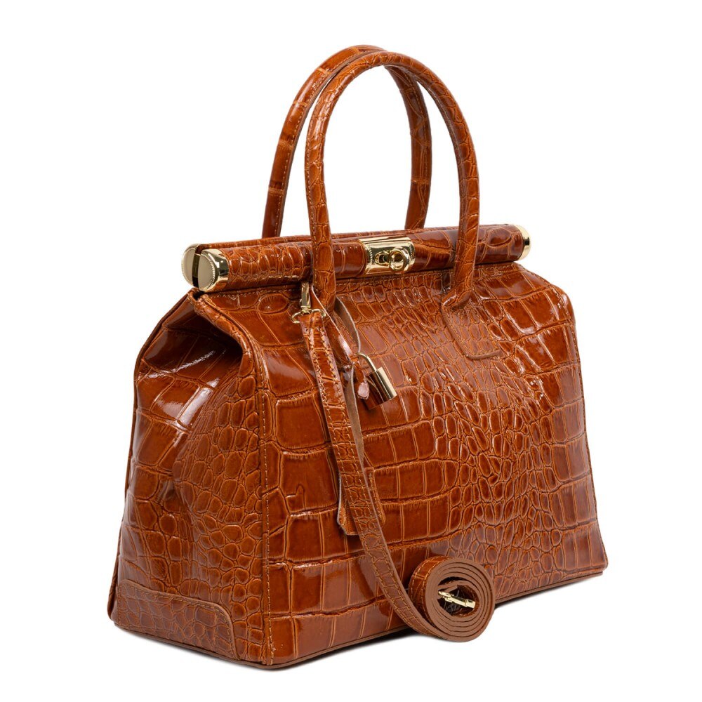 Geanta din piele naturala FH010 Cognac