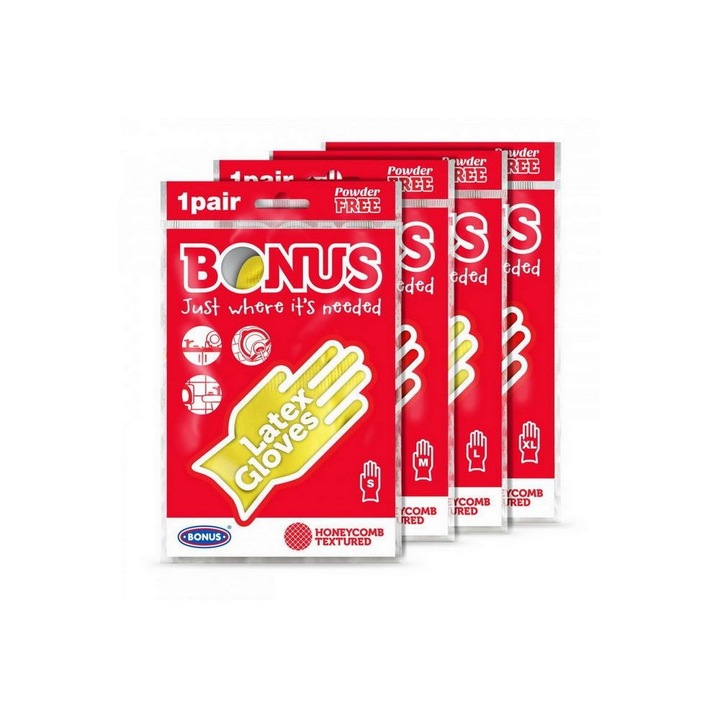 Gumikesztyű BONUS háztartási latex sárga S