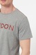 BLEND, Tricou cu decolteu la baza gatului si imprimeu text, Gri melange/Rosu, M