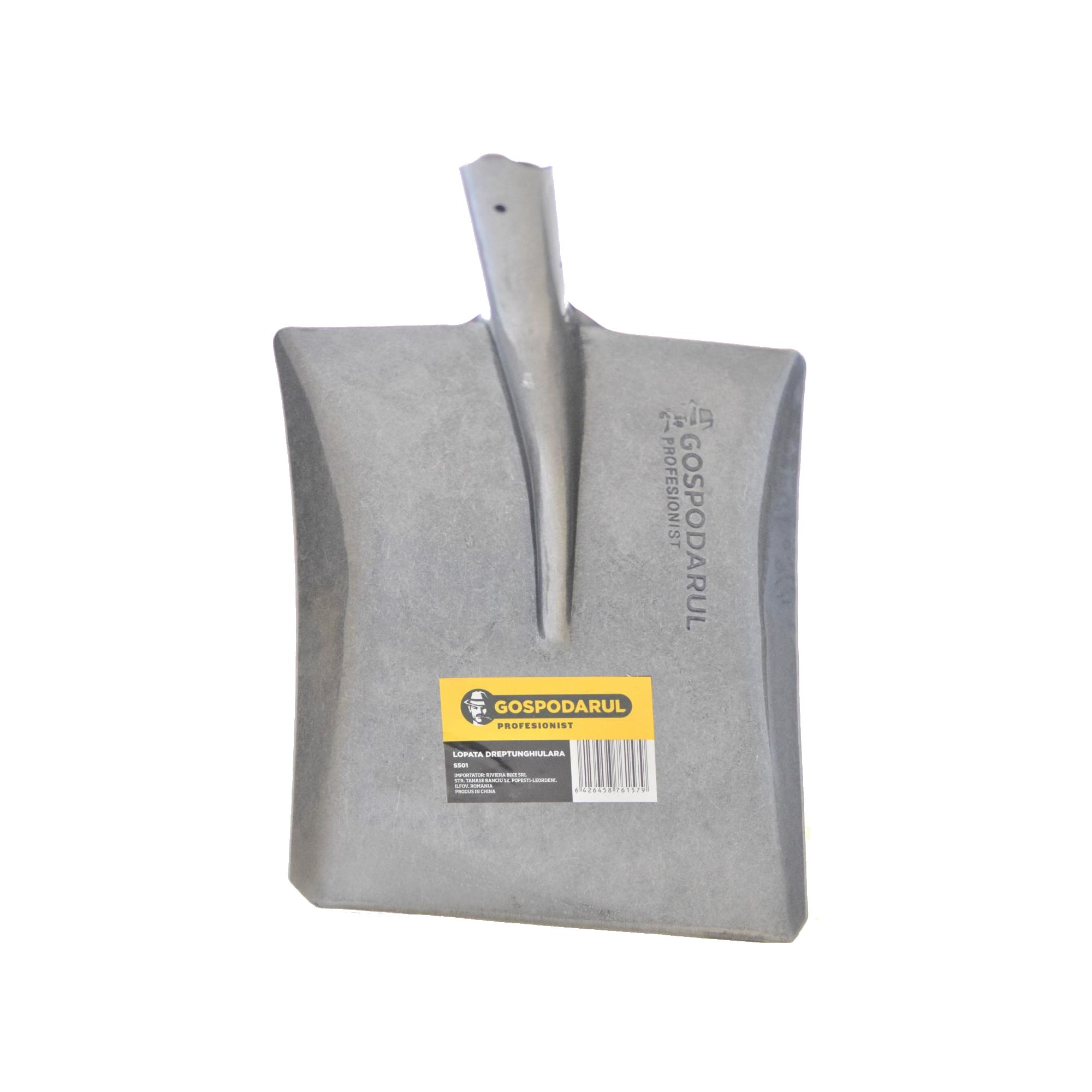 Lopata dreptunghiulara, din otel, fara coada, 295x245 mm, argintiu