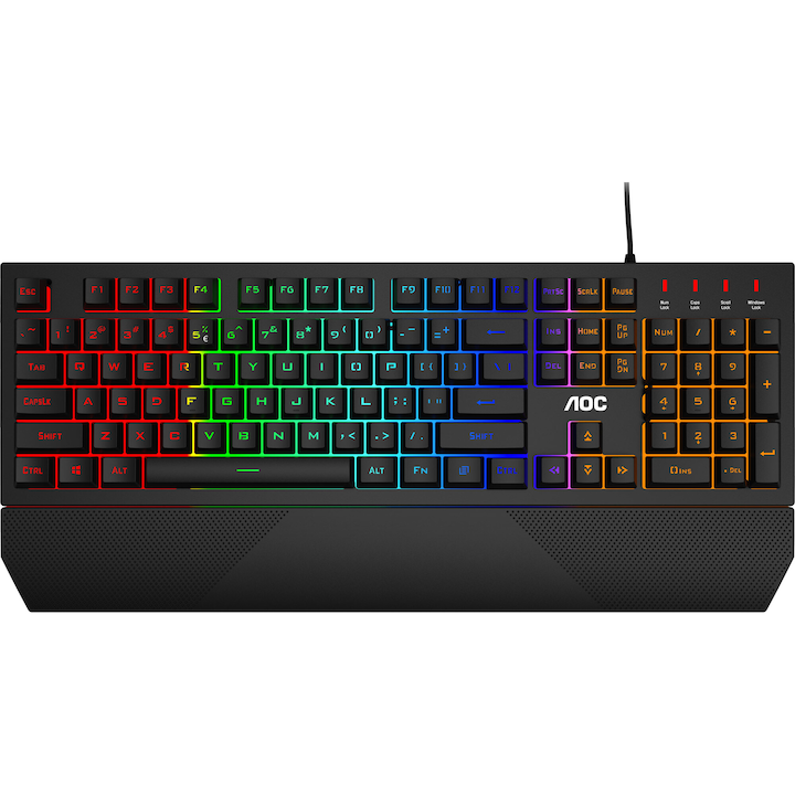 Tastatura gaming semimecanica AOC GK200, iluminare rainbow, layout US Int