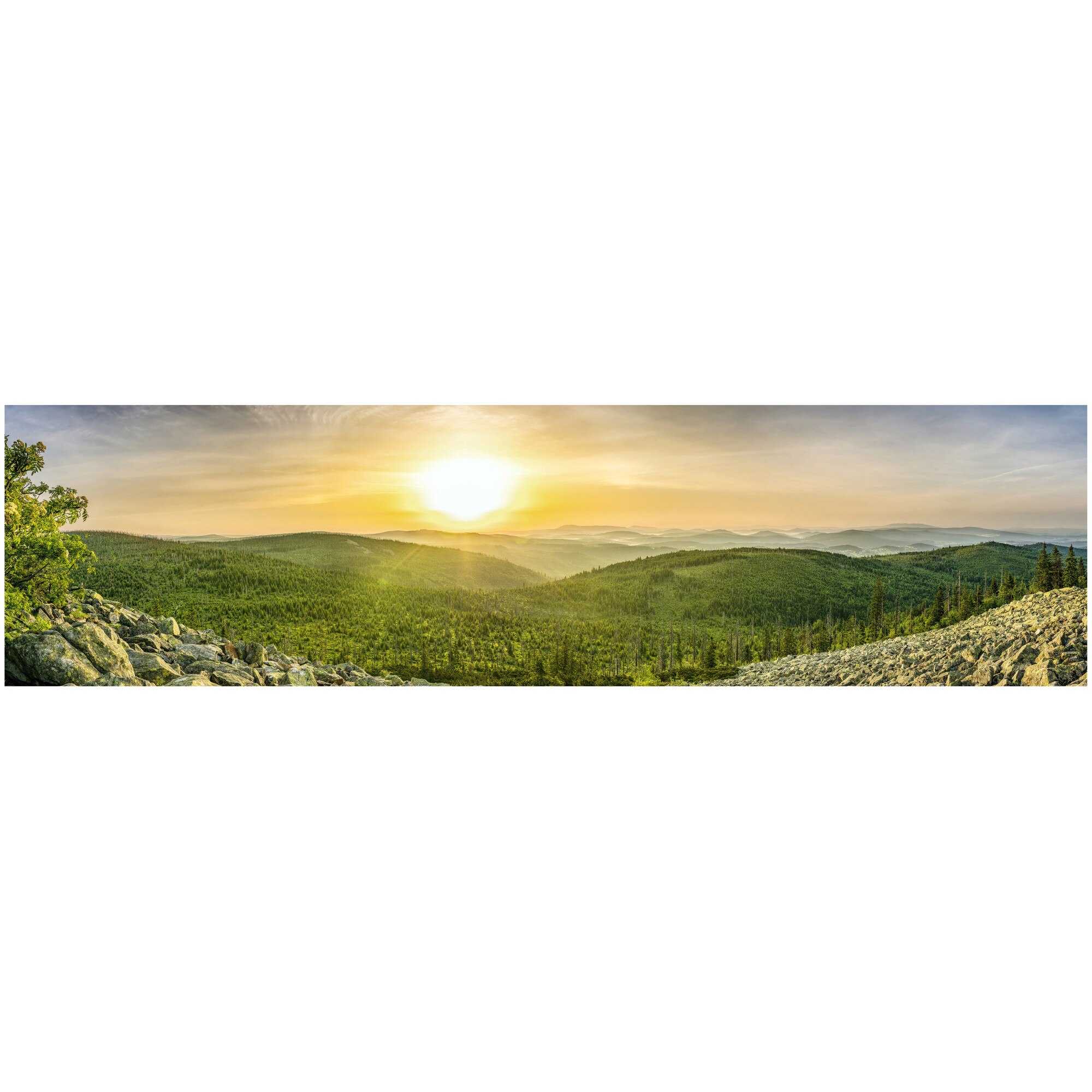 Fototapet Autoadeziv Panorama Alpina, Rasarit - NWL-023, 100 x 385 cm