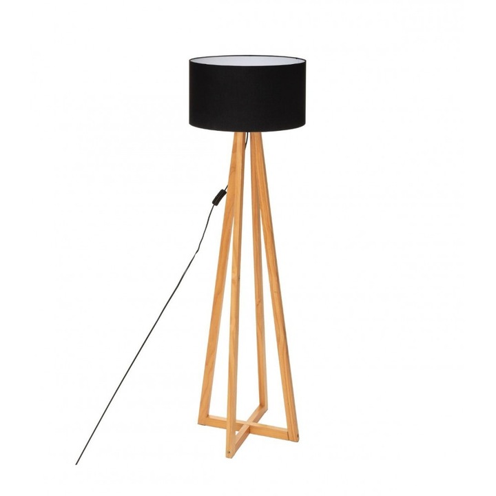 Lampadar Molu Black, lemn si bumbac, 39.5x141 cm, cablu 185 cm