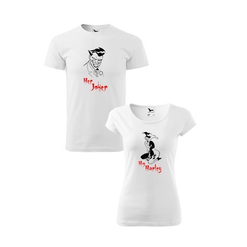 Set 2 tricouri El & Ea Joker & Harley, Malfini, Alb,M Set 2 tricouri El & Ea Joker & Harley, Malfini, Alb,M