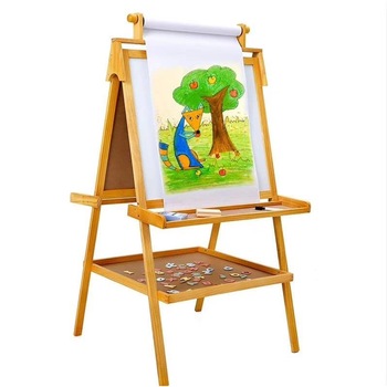 Tabla sevalet Deluxe 3 in 1, reglabila, 122 cm cu rola de hartie, lemn natur - Krista® Tabla sevalet Deluxe 3 in 1, reglabila, 122 cm cu rola de hartie, lemn natur - Krista®