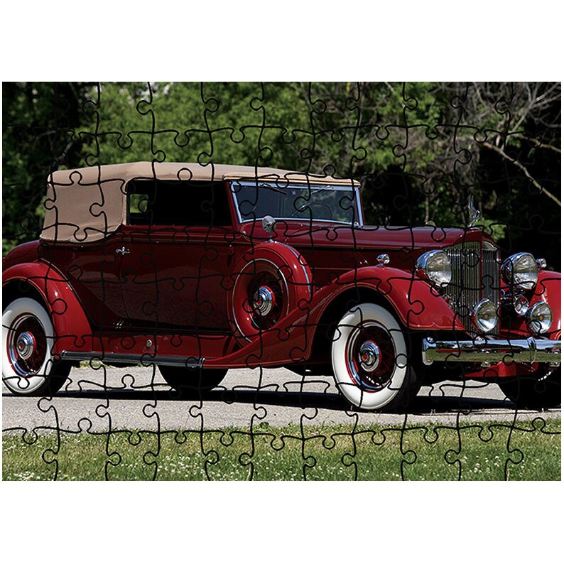 Puzzle Heartwork 96 piese, Packard Super Eight Convertible Victoria 1934, Latime 40,5 cm x Inaltime 28,5 cm