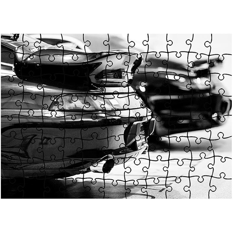 Puzzle Heartwork 96 piese, Porche Alb-Negru, Latime 40,5 cm x Inaltime 28,5 cm