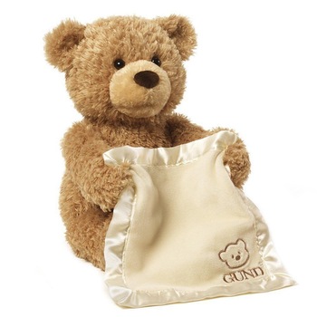 Ursulet de plus Peek-A-Boo, Gund, Baterii, Maro Ursulet de plus Peek-A-Boo, Gund, Baterii, Maro