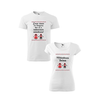 Set 2 tricouri El & Ea Mandruta Faina, Malfini, Alb, M Set 2 tricouri El & Ea Mandruta Faina, Malfini, Alb, M