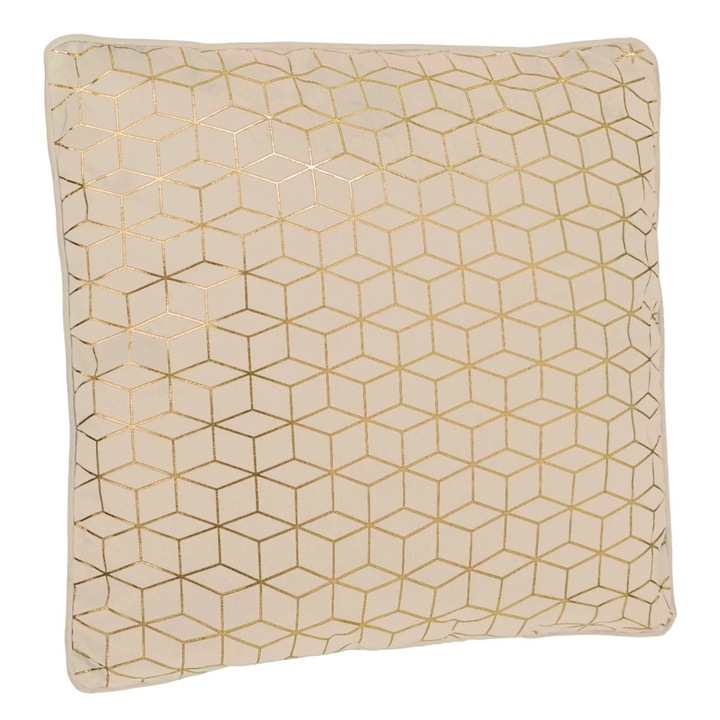 Perna decorativa, model abstract, Crem/Auriu, 45 x 45 cm