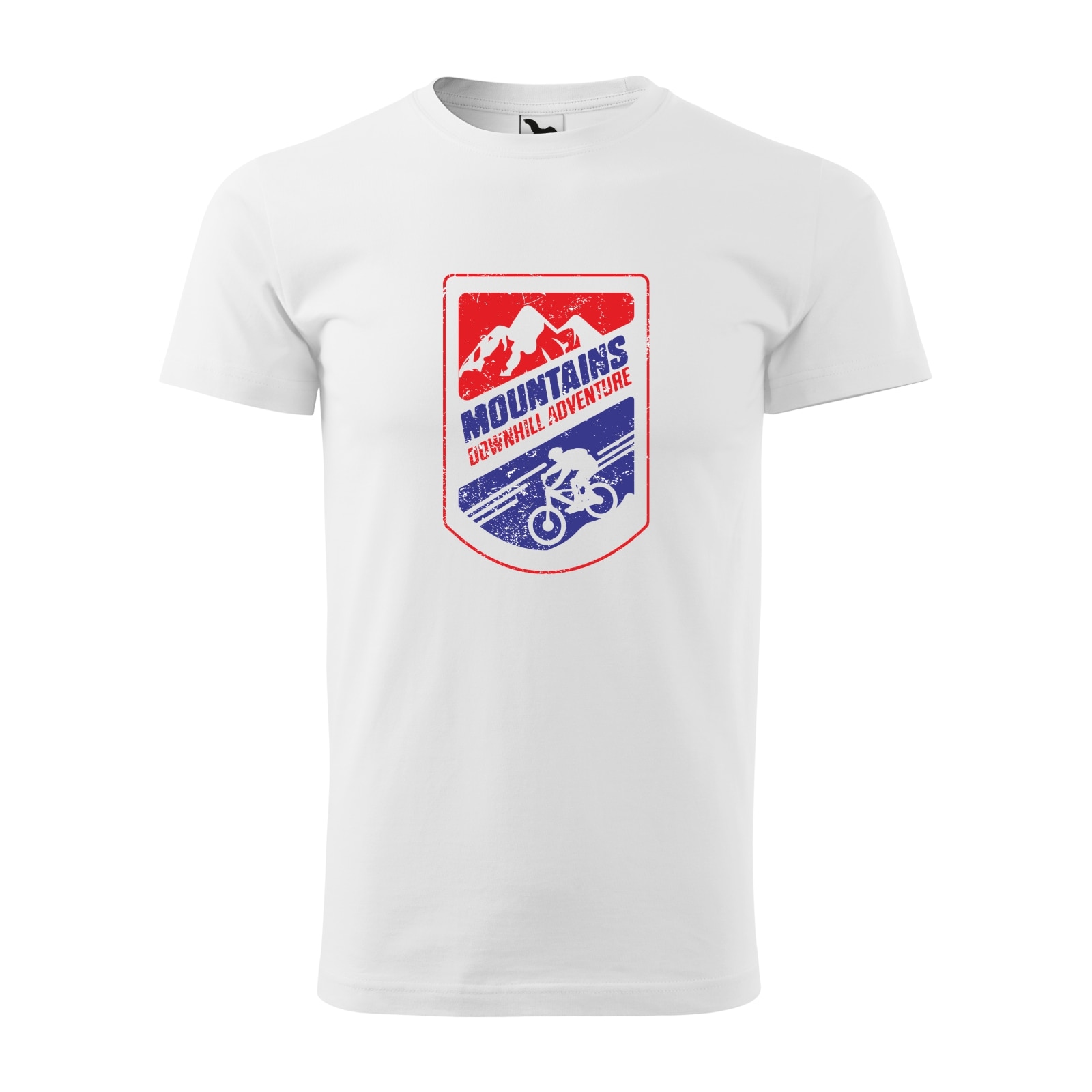 Tricou alb barbati, idee de cadou, pentru biciclisti de downhill, Mountains Downhill Adventure, marime 2XL