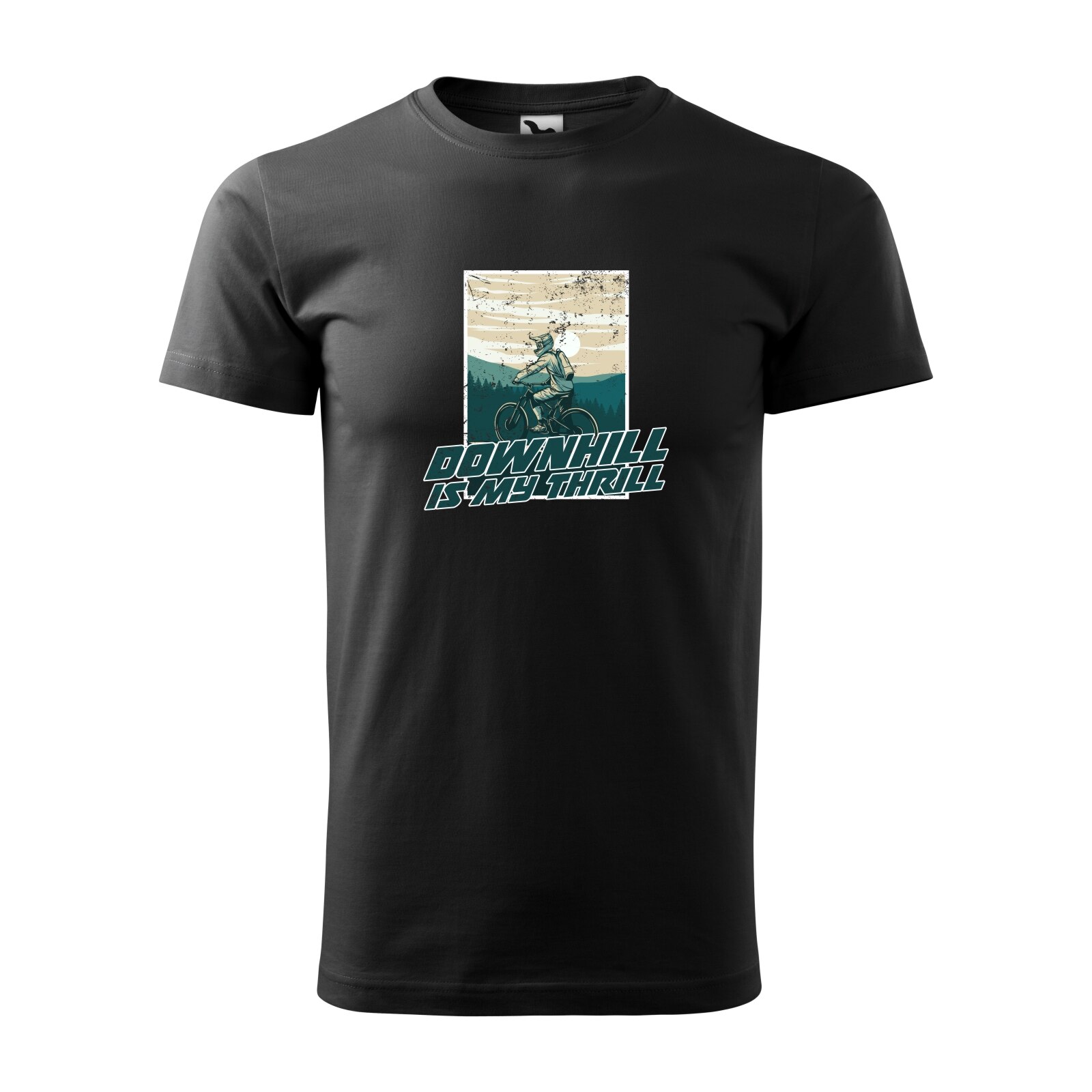 Tricou negru barbati, idee de cadou, pentru biciclisti de downhill, Downhill Is My Thrill, marime S
