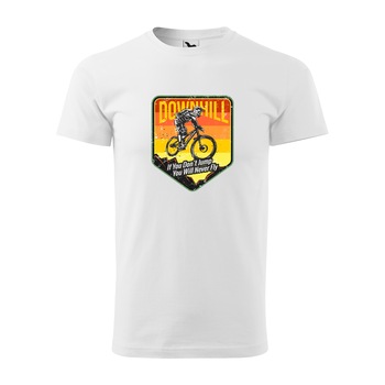 Tricou alb barbati, idee de cadou, pentru biciclisti de downhill, If You Dont Jump You Will Never Fly, marime XS Tricou alb barbati, idee de cadou, pentru biciclisti de downhill, If You Dont Jump You Will Never Fly, marime XS
