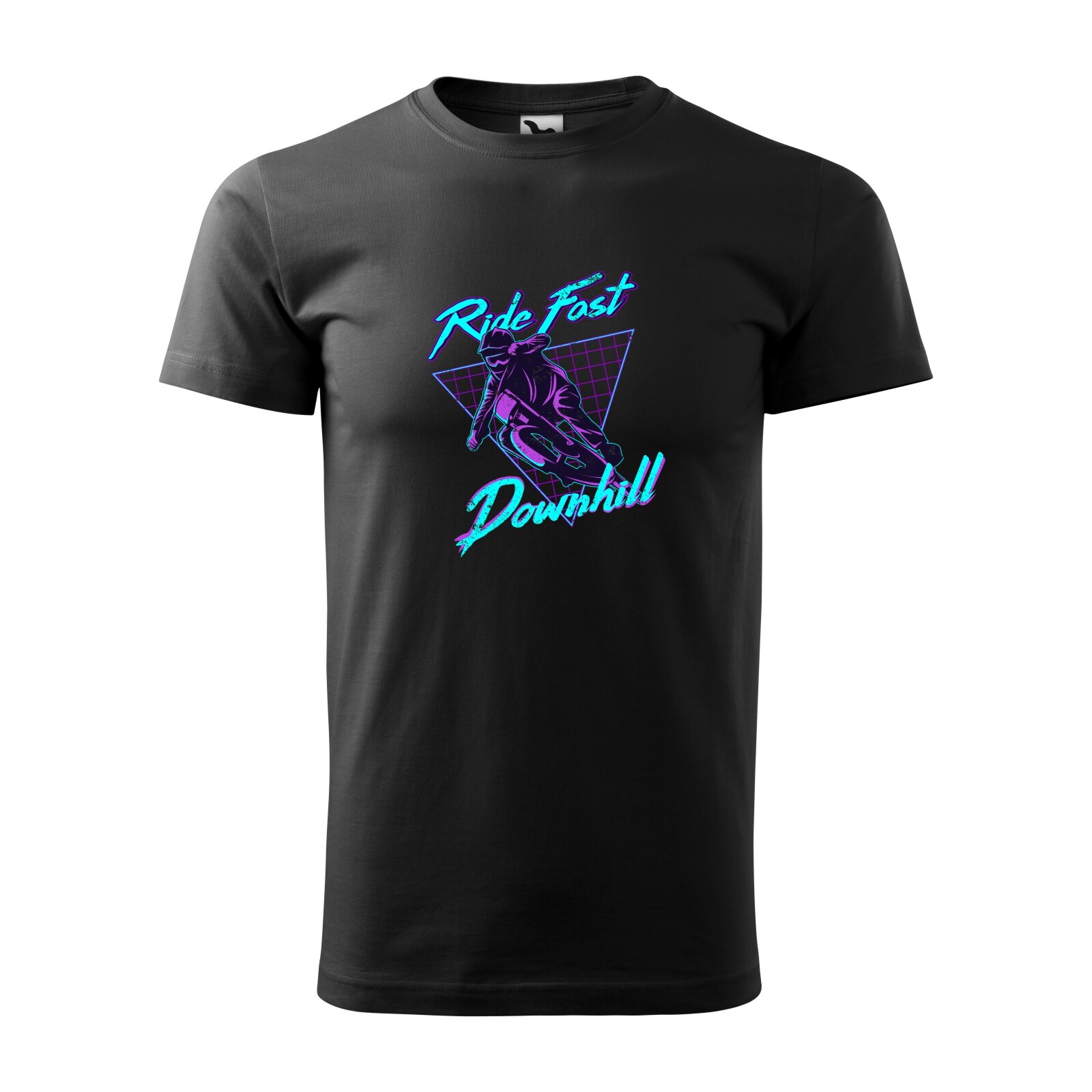 Tricou negru barbati, idee de cadou, pentru biciclisti de downhill, Ride Fast Downhill, marime 2XL
