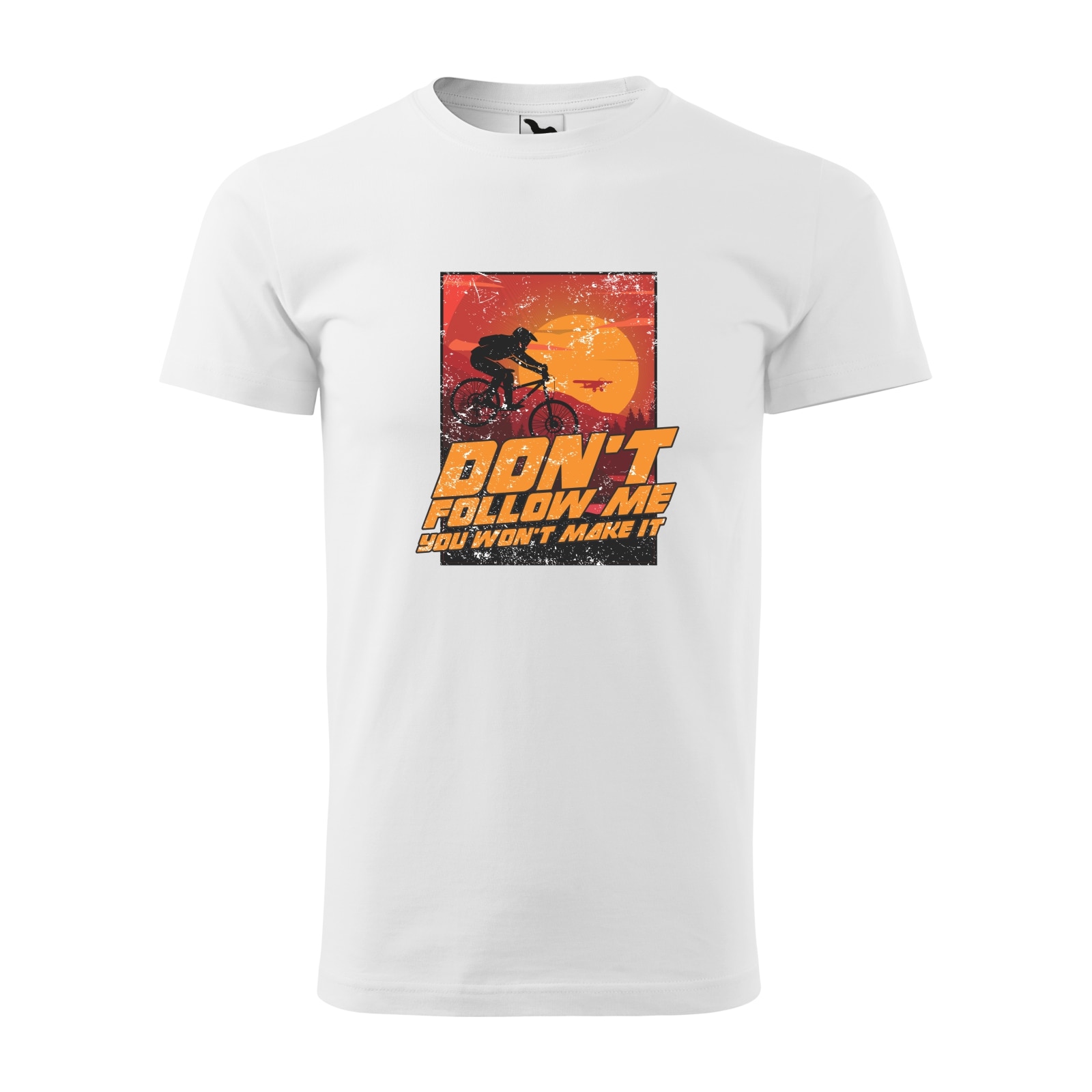 Tricou alb barbati, idee de cadou, pentru biciclisti de downhill, Dont Follow Me, marime 2XL