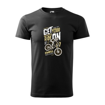 Tricou negru barbati, idee de cadou, pentru biciclisti de downhill, Get Your Ride On, marime XS
