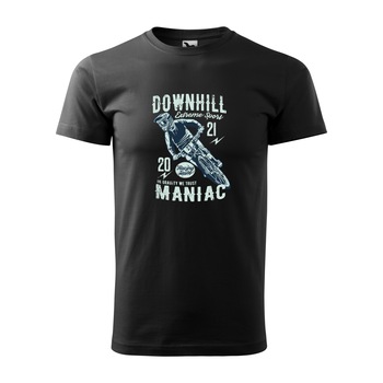 Tricou negru barbati, idee de cadou, pentru biciclisti de downhill, Downhill Maniac In Gravity We Trust, marime XL Tricou negru barbati, idee de cadou, pentru biciclisti de downhill, Downhill Maniac In Gravity We Trust, marime XL
