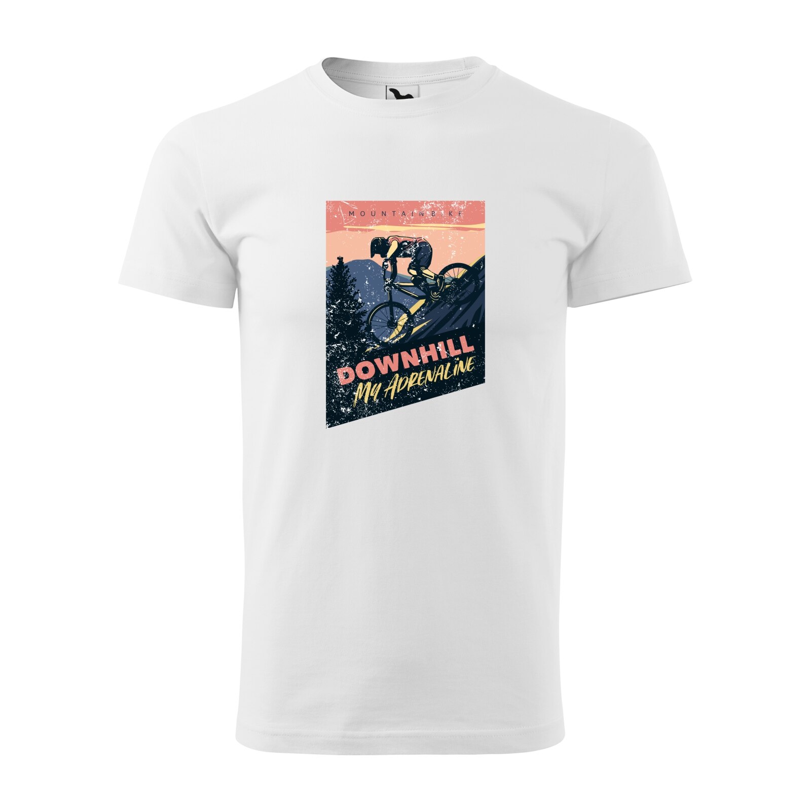 Tricou alb barbati, idee de cadou, pentru biciclisti de downhill, Downhill My Adrenaline, marime 2XL