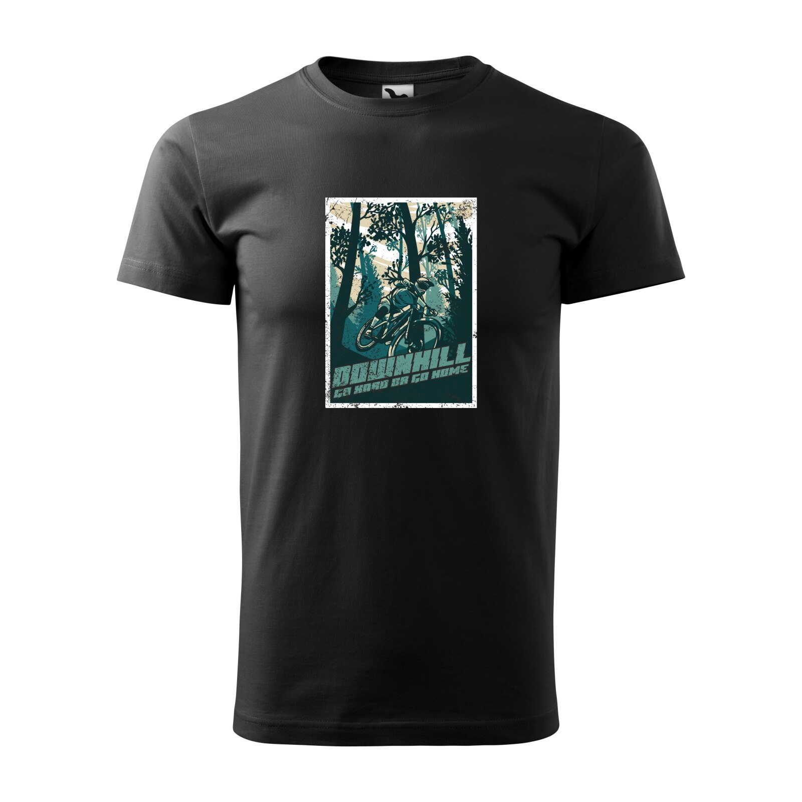 Tricou negru barbati, idee de cadou, pentru biciclisti de downhill, Downhill Go Hard Or Go Home, marime S