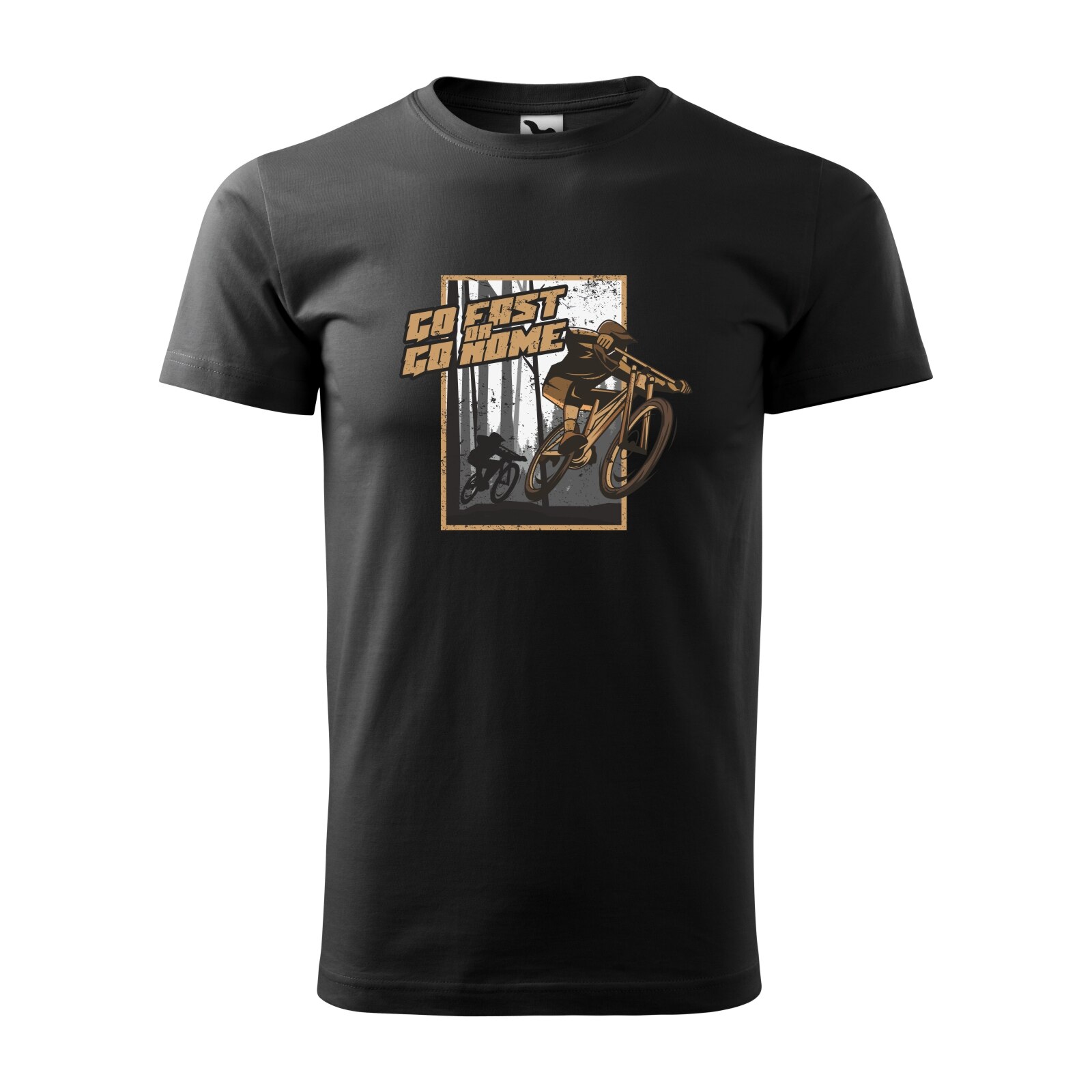 Tricou negru barbati, idee de cadou, pentru biciclisti de downhill, Go Fast Or Go Home, marime XL