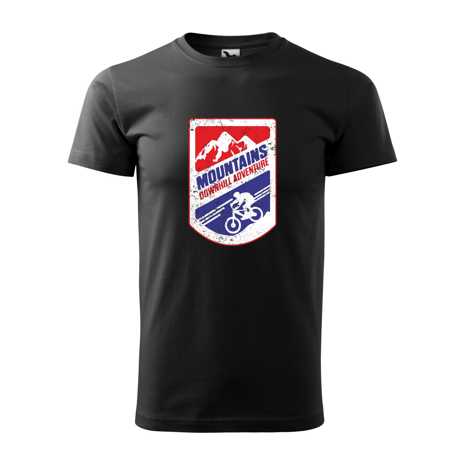 Tricou negru barbati, idee de cadou, pentru biciclisti de downhill, Mountains Downhill Adventure, marime L