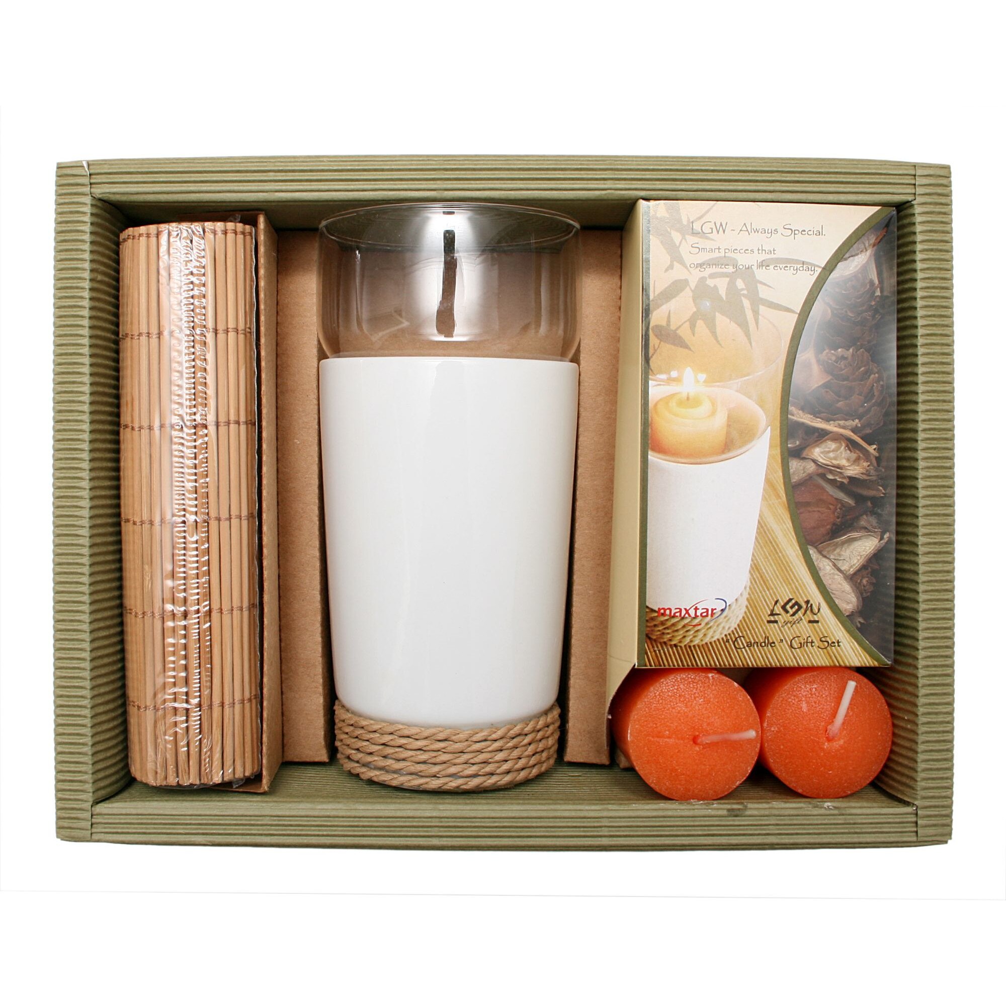 Set cadou lumanari si pot pourri Maxtar portocaliu