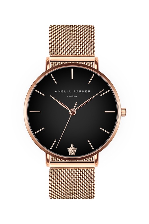 Amelia Parker, Часовник с мрежеста верижка, Розово-златист / Черен