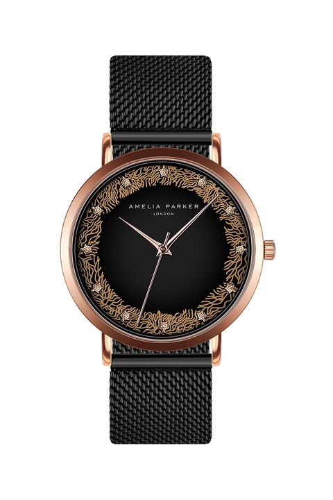 Amelia Parker, Karóra hálós fémszíjjal, Vörösaranyszín/Fekete