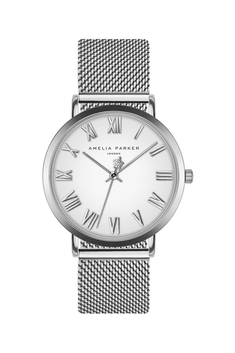 Amelia Parker, Ceas quartz cu bratara cu model plasa, Argintiu