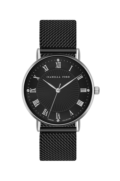 Isabella Ford, Часовник с диаманти, Черен / Сребрист