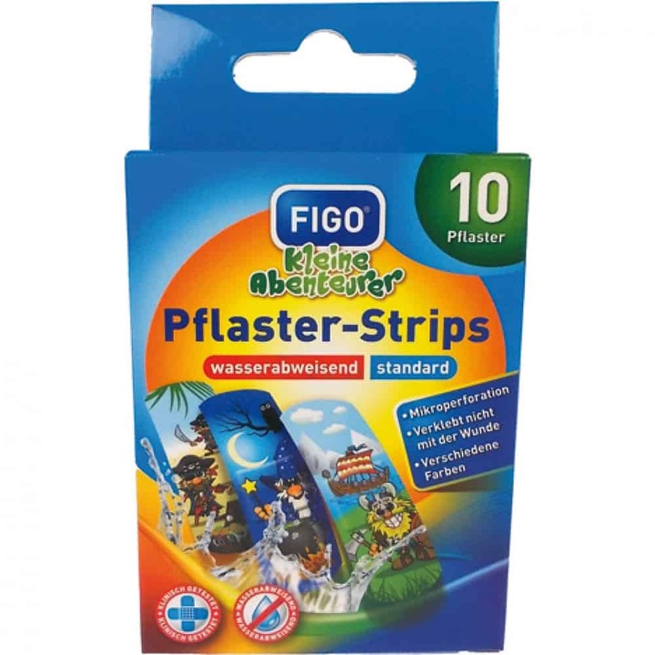 Set 10 plasturi Figo, pentru copii, model Pirati