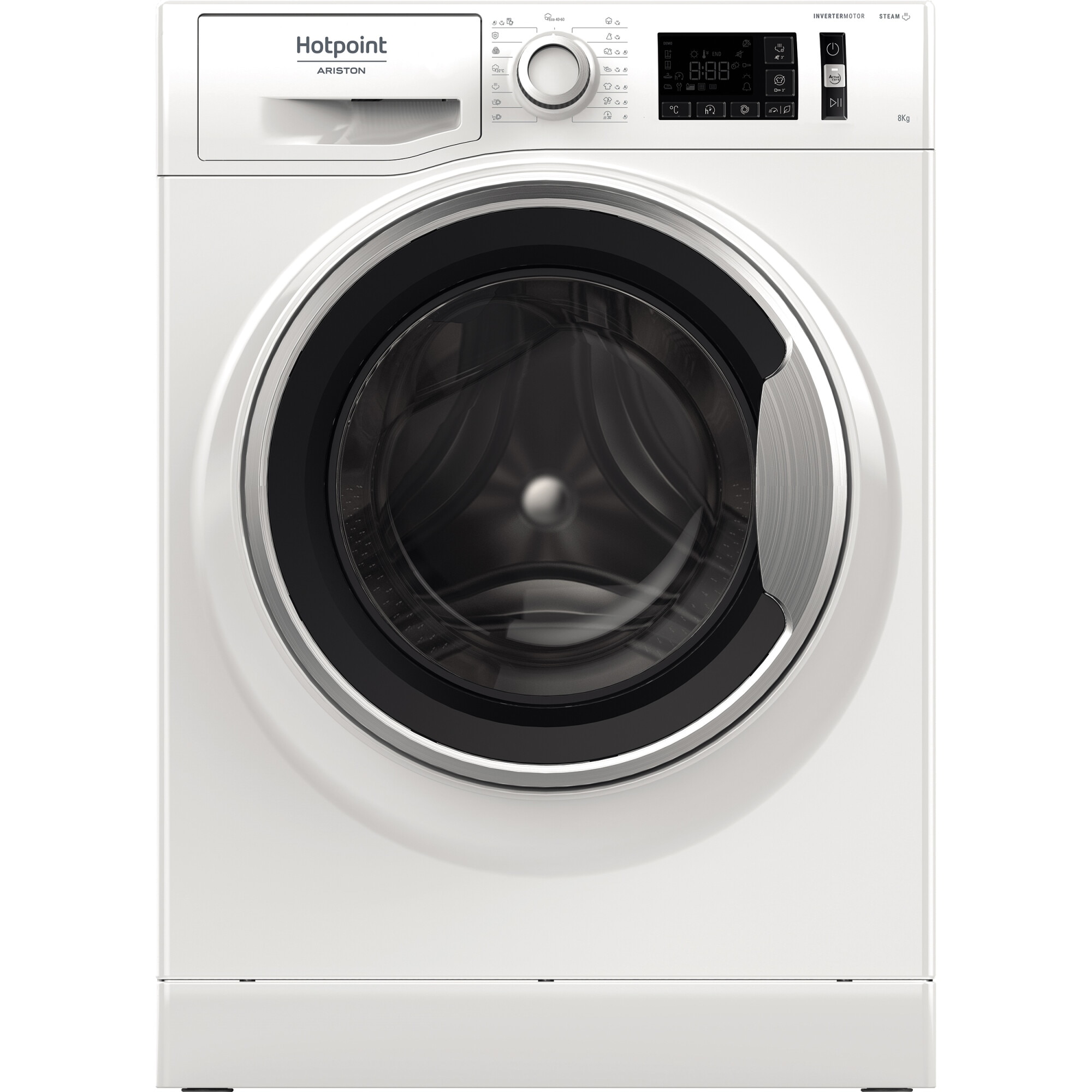 Masina de spalat rufe Hotpoint NM11845WSAEUN, 8 kg, 1400 RPM, Clasa B, Motor Inverter, Steam Refresh, Steam Hygiene, Alb