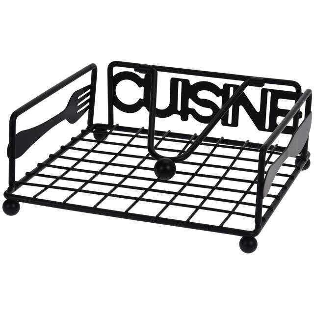 Suport servetele, metal, 18x18x6cm, negru
