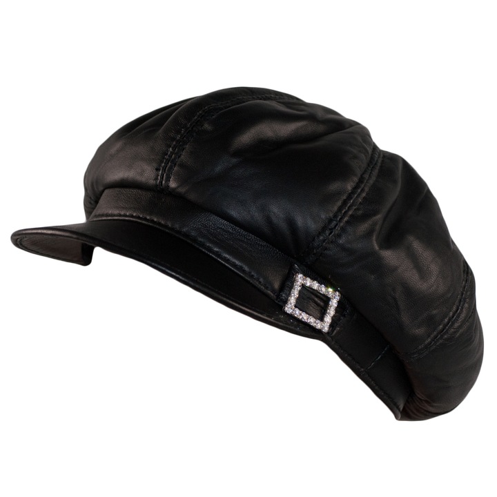 Дамски кожен каскет Dazoriginal с наушник, Естествена кожа, 56-59cm, Черен