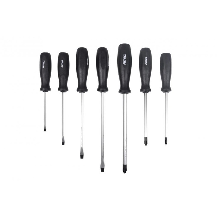 Set surubelnite, Amio, 7 bucati, Negru/Argintiu