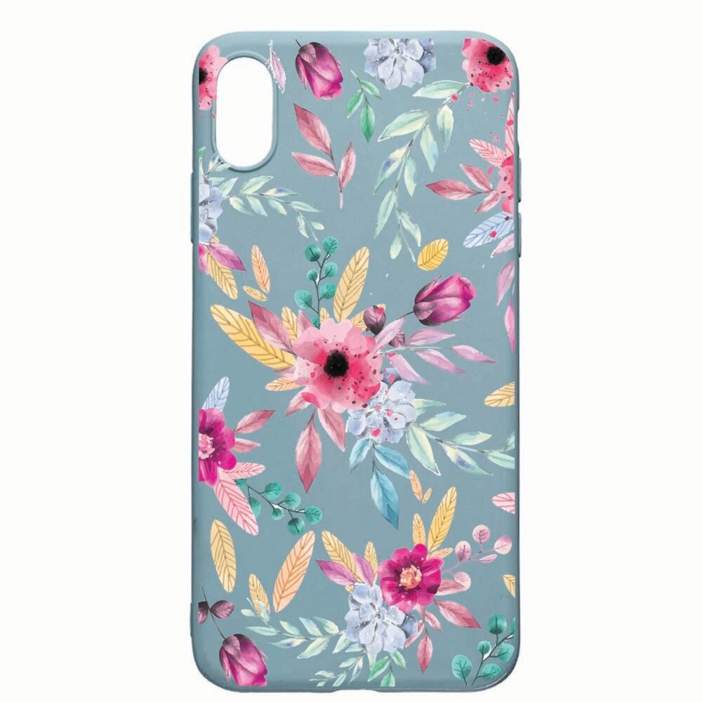 Husa Apple iPhone XS Max, Happy Flowers, rezistenta la uzura, anti-alunecare, din silicon Premium, CF69