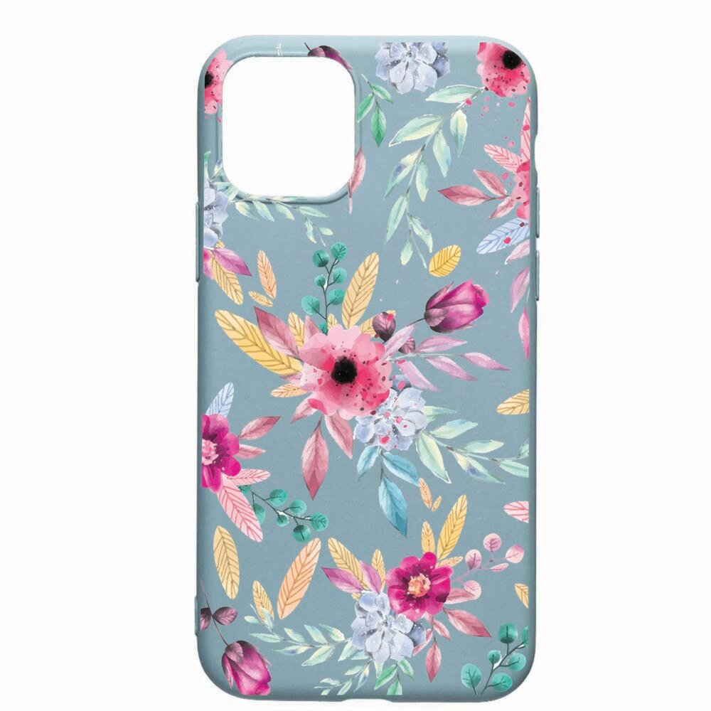 Husa Apple iPhone 11, Happy Flowers, rezistenta la uzura, anti-alunecare, din silicon Premium, CF69